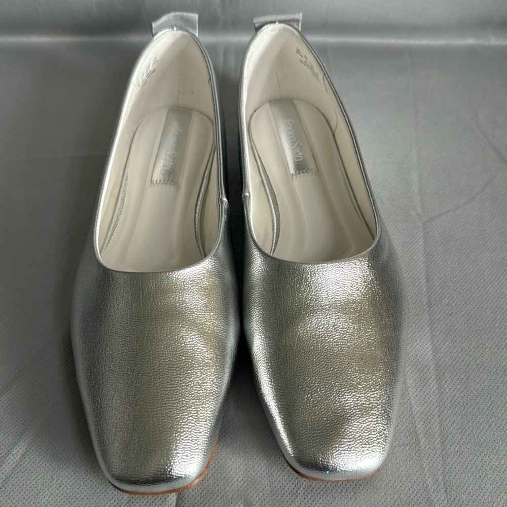 FRANCO SARTO L VANA BALLET FLAT SILVER SY, COLOR SILVER FAUX LEATHER. SIZE 9/12
